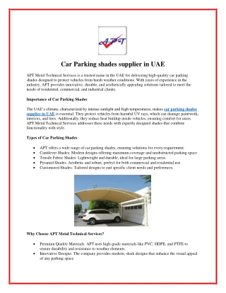 Car Parking shades supplier in UAE