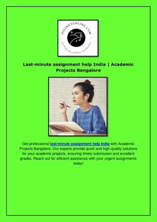 Last-minute assignment help India | Academic Projects Bangalore