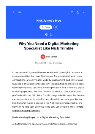 Nick Trimble Digital Marketing Specialist