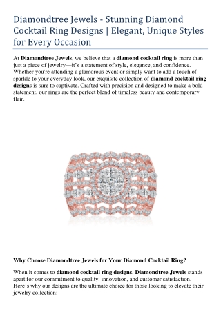 Diamond Cocktail Ring Designs