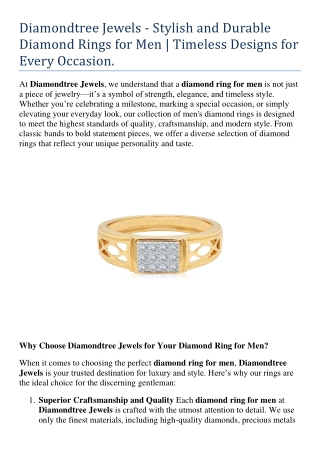 Diamond ring for men