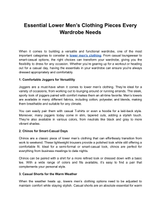 Essential Lower Men’s Clothing Pieces Every Wardrobe Needs