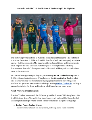 Australia vs India T20 Match