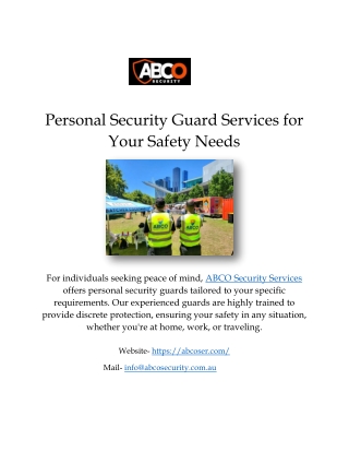 Personal Security Guard Services for Your Safety Needs