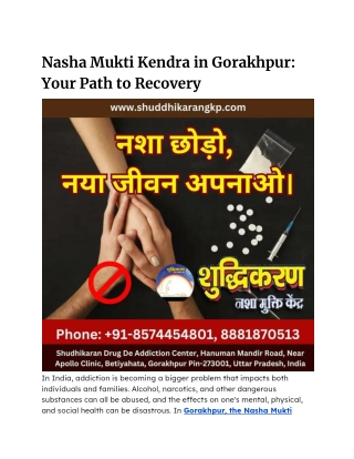 Nasha Mukti Kendra in Gorakhpur_ Your Path to Recovery