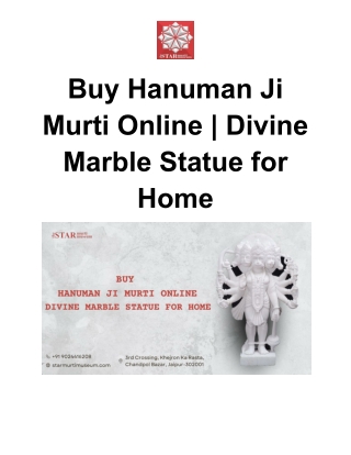 Buy Hanuman Ji Murti Online _ Divine Marble Statue for Home