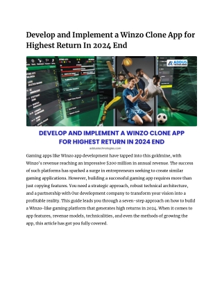 Develop and Implement a Winzo Clone App for Highest Return In 2024 End