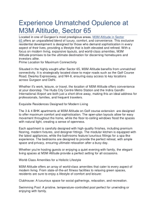 Experience Unmatched Opulence at M3M Altitude