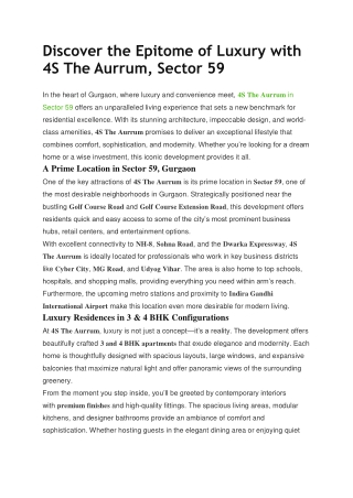 Discover the Epitome of Luxury with 4S The Aurrum