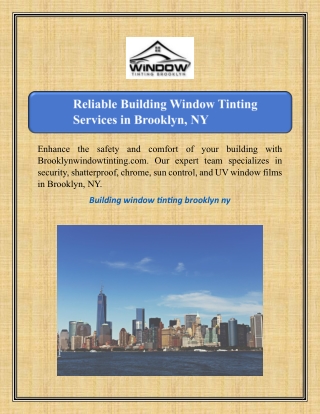 Reliable Building Window Tinting Services in Brooklyn, NY