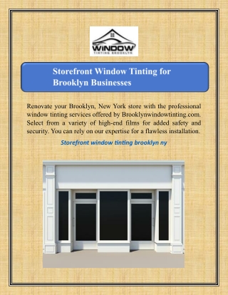 Storefront Window Tinting for Brooklyn Businesses