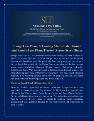 Stange Law Firm A Leading Multi-State Divorce and Family Law Firm, Trusted Across Seven States