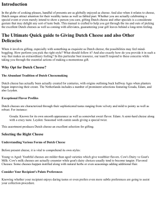 The Ultimate Quick Guide to Gifting Dutch Cheese and Various Other Specials