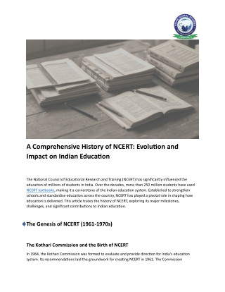 A Comprehensive History of NCERT:Evolution and Impact on Indian Education