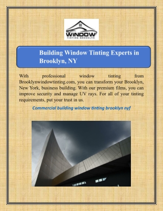 Building Window Tinting Experts in Brooklyn, NY