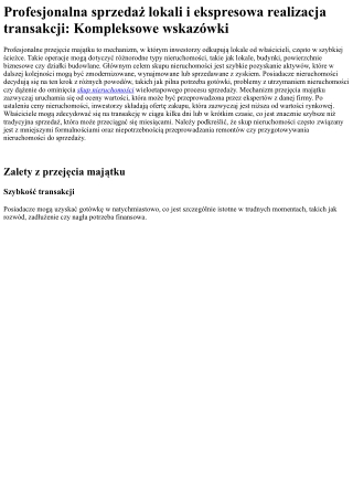 Skup nieruchomości i szybka sprzedaż nieruchomości