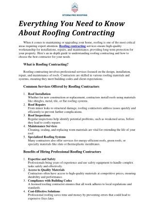 Everything You Need to Know About Roofing Contracting