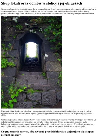 Skup nieruchomości w Warszawie i okolicach