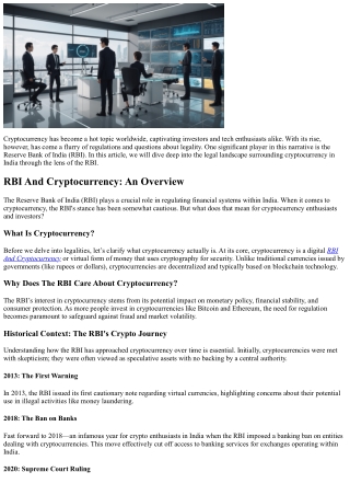 “Understanding the Legality of Cryptocurrency Through the Lens of the RBI”