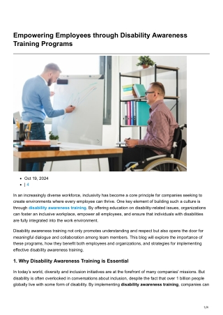 Empowering Employees through Disability Awareness Training Programs