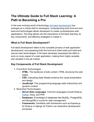 Full Stack Web Development Training Institute in Chandigarh