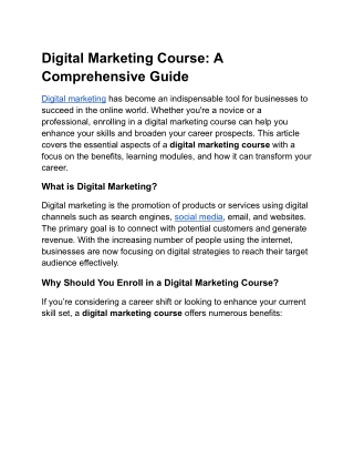 Digital Marketing Training Institute in Chandigarh