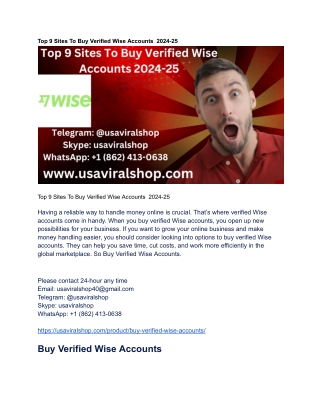 Top 9 Sites To Buy Verified Wise Accounts