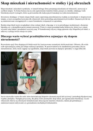 Skup nieruchomości w Warszawie i okolicach