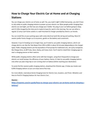 How to Charge Your Electric Car at Home and at Charging Stations