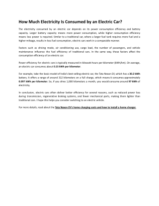 How Much Electricity Is Consumed by an Electric Car