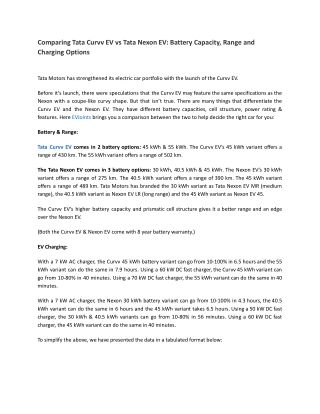 Comparing Tata Curvv EV vs Tata Nexon EV
