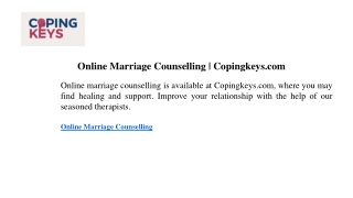 Online Marriage Counselling  Copingkeys.com