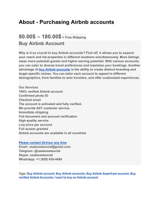 Best Site Buy Airbnb accounts Safely and Securely