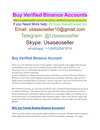 Buy Verified Binance Accounts