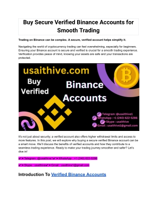 Buy Secure Verified Binance Accounts for Smooth Trading