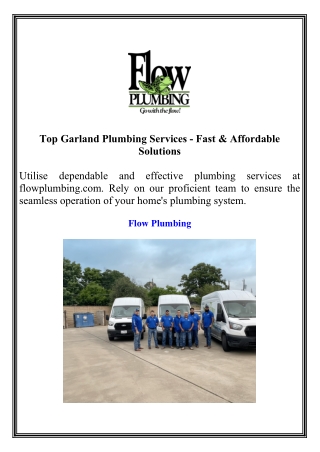 Top Garland Plumbing Services  Fast & Affordable Solutions
