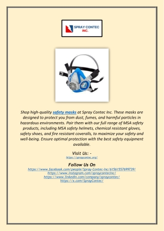 Reliable Safety Masks for Protection – Shop at Spray Contec Inc.