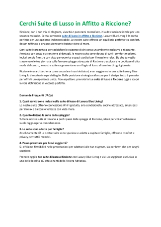 Cerchi Suite di Lusso in Affitto a Riccione