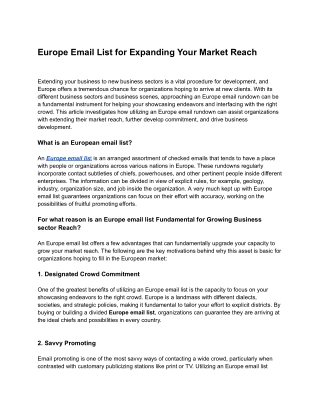 Europe Email List for Expanding Your Market Reach