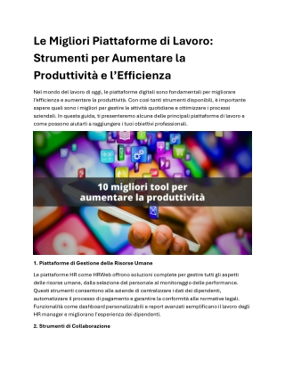 Le Migliori Piattaforme di Lavoro