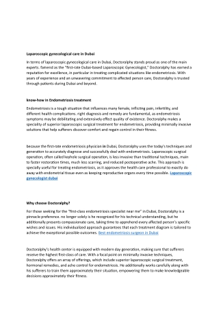 laparoscopic gynecological care in Dubai