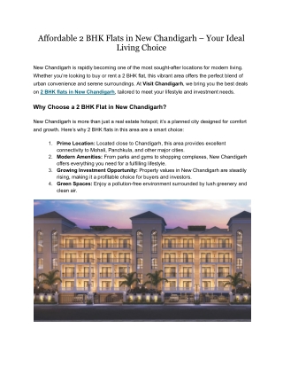 Affordable 2 BHK Flats in New Chandigarh