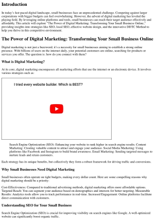 The Power of Digital Marketing: Transforming Your Small Business Online