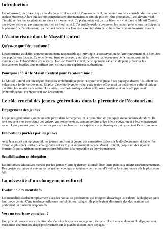 Le rôle crucial des jeunes générations dans la pérennité de l’écotourisme