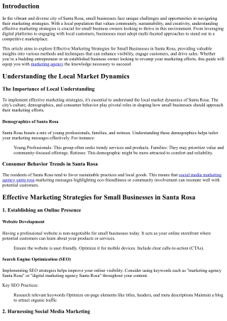 Effective Marketing Strategies for Small Businesses in Santa Rosa