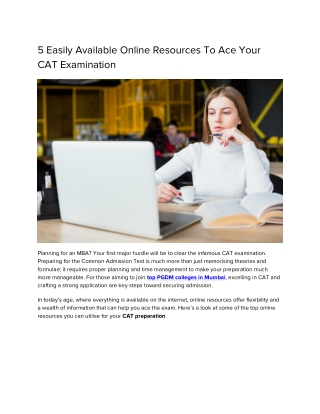 5 Easily Available Online Resources To Ace Your CAT Examination