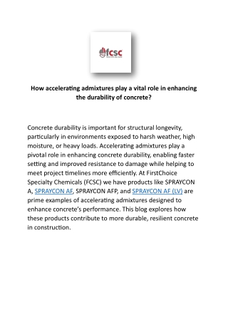 Accelerating Admixtures Enhance Concrete Durability |Key Benefits