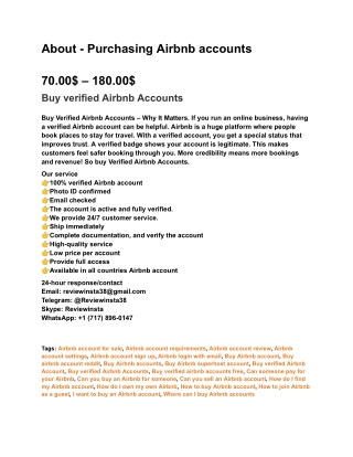 About - Purchasing Airbnb accounts