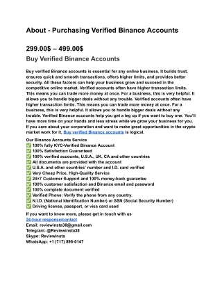 About - Purchasing Verified Binance Accounts