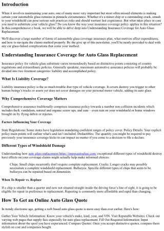 Understanding Insurance Coverage for Auto Glass Replacement